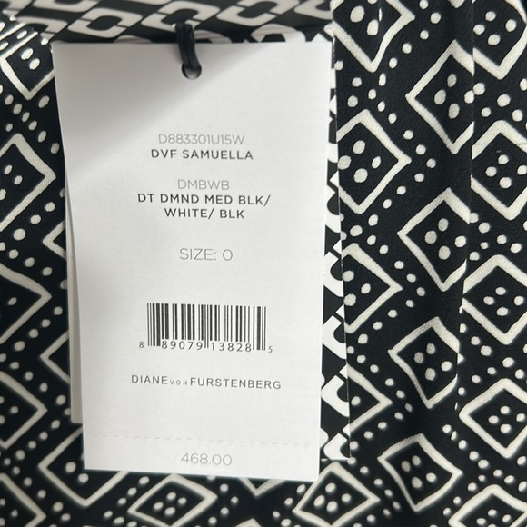 NWT Diane Von Furstenberg Samuel’s Silk Printed Shirtdress Black White Sz 0 - Picture 8 of 13